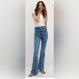 Free People We The Free Jayden High Rise Flare Jeans in Sunburst Blue Size 25